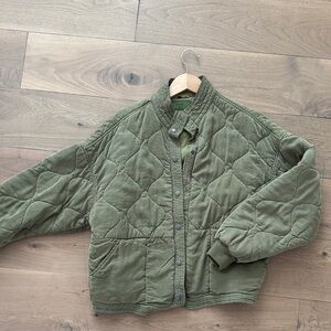 Blank NYC Olive Quilted Snap-Front Jacket